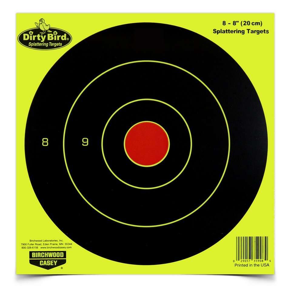 Targets Birchwood Casey Paper BIR 35950          DIRTYBRD 8" YELW BULLSEYE  50PK